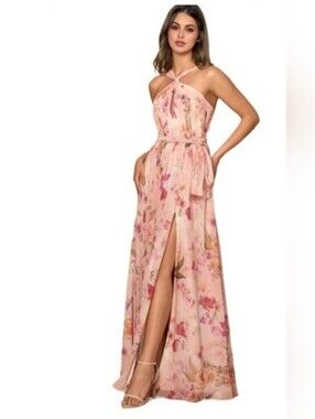 NWT Azazie Leira Bouquet Floral Maxi Dress Sz US 14 Wedding Guest Romantic